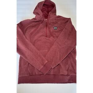 Under Armour Womens Hoodie Medium Red 1/4 Zip Fleece Pullover Logo
